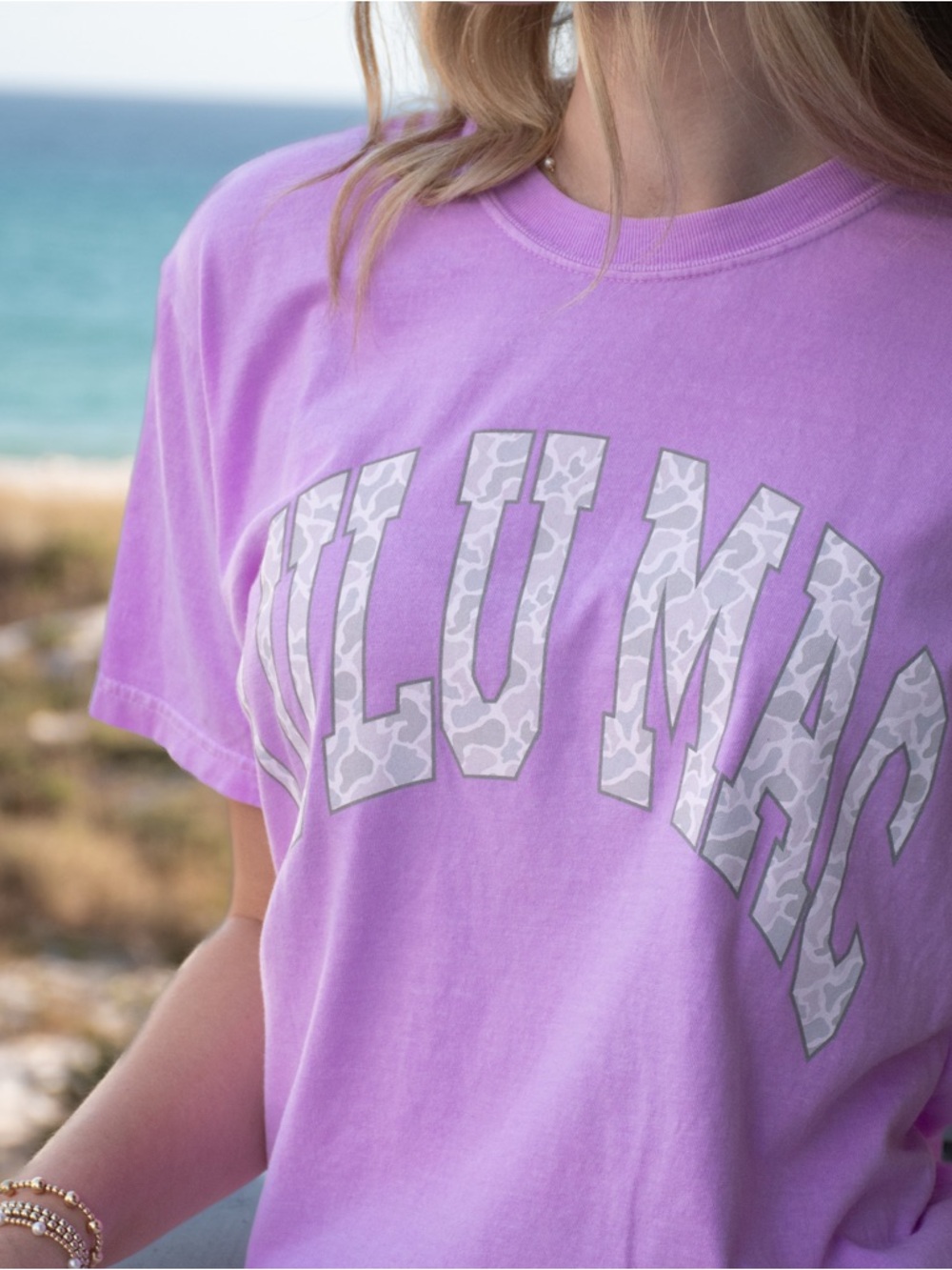 Lulu Mac Camo Adult Neon Violet Comfort Colors Tee